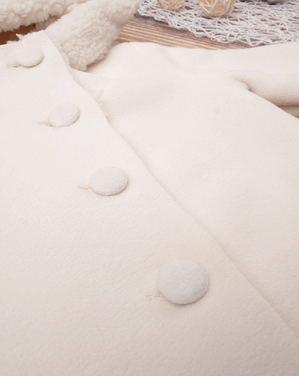 Abrigo para recién nacido efecto piel de oveja color crema - Prénatal