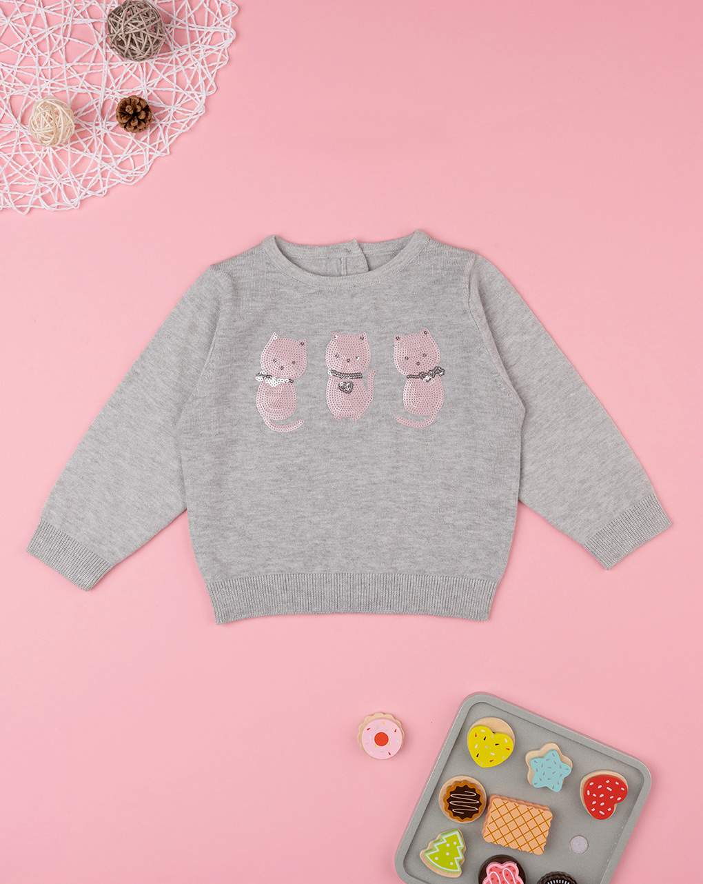 Jersey tricot gris niña - Prénatal