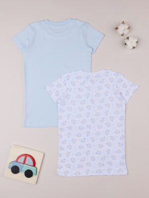 Lote de 2 camisetas de algodón ecológico azul bebé - Prénatal