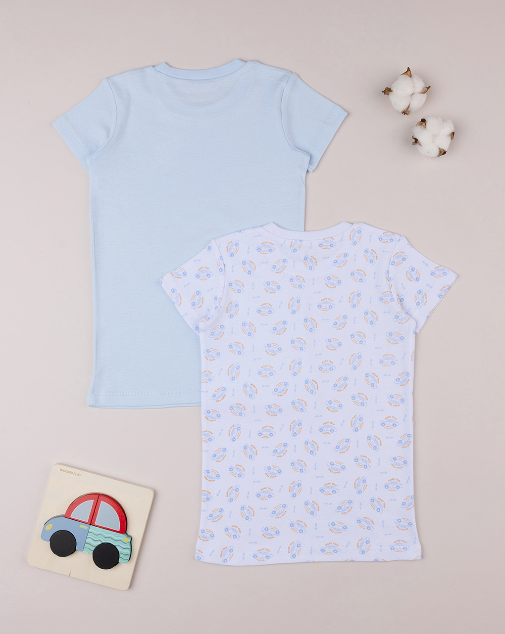 Lote de 2 camisetas de algodón ecológico azul bebé - Prénatal