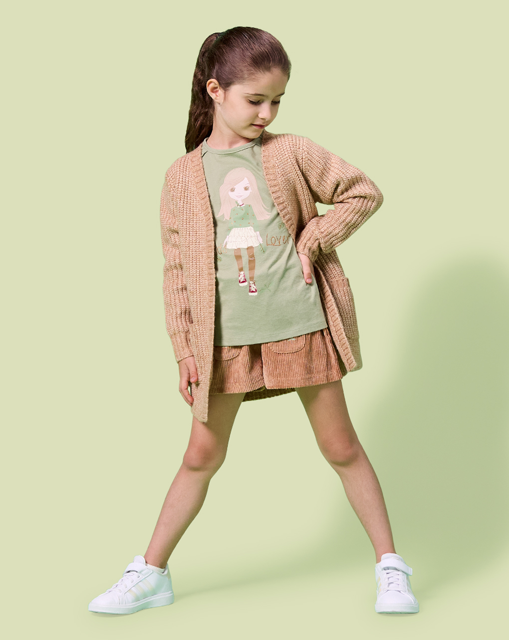 Pantalón corto de niña en terciopelo marrón - Prénatal