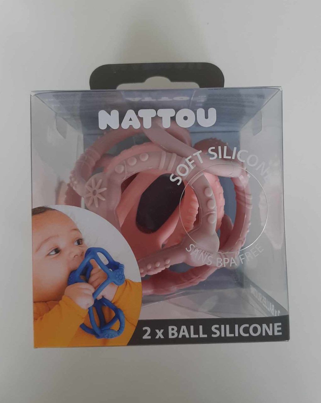 Lote de 2 bolas de silicona rosa - nattou - Nattou