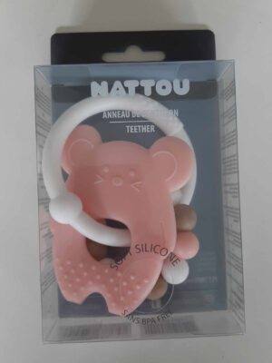 Sonajero de silicona rosa y blanco - nattou - Nattou
