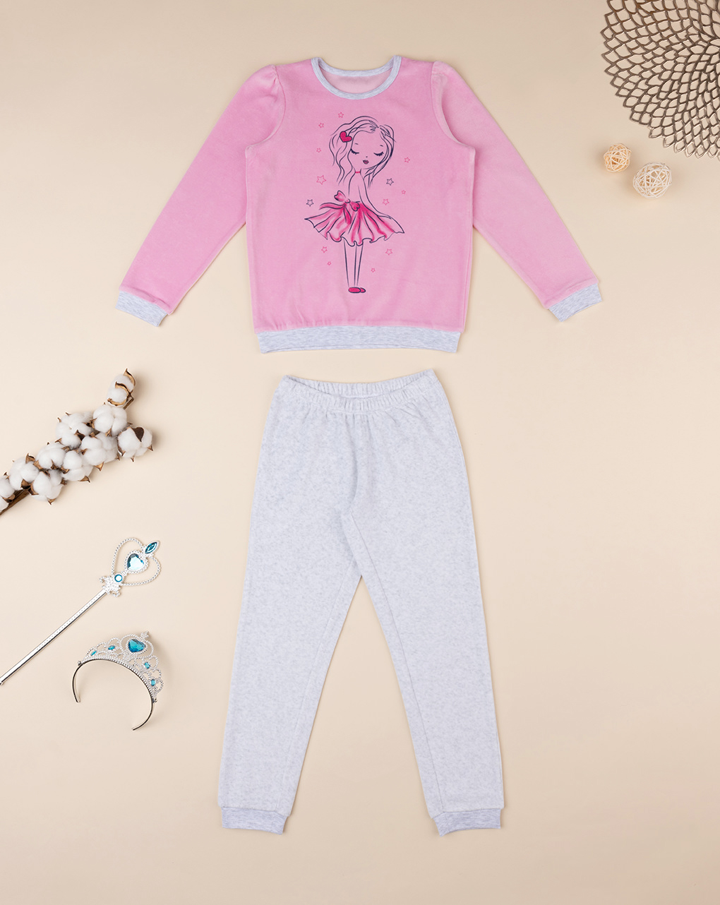 Pijama de dos piezas de chenilla para niña "princesa - Prénatal