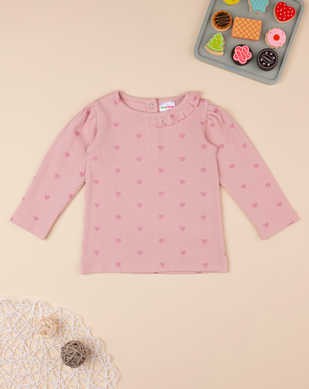 Camiseta de bebé niña de canalé rosa - Prénatal
