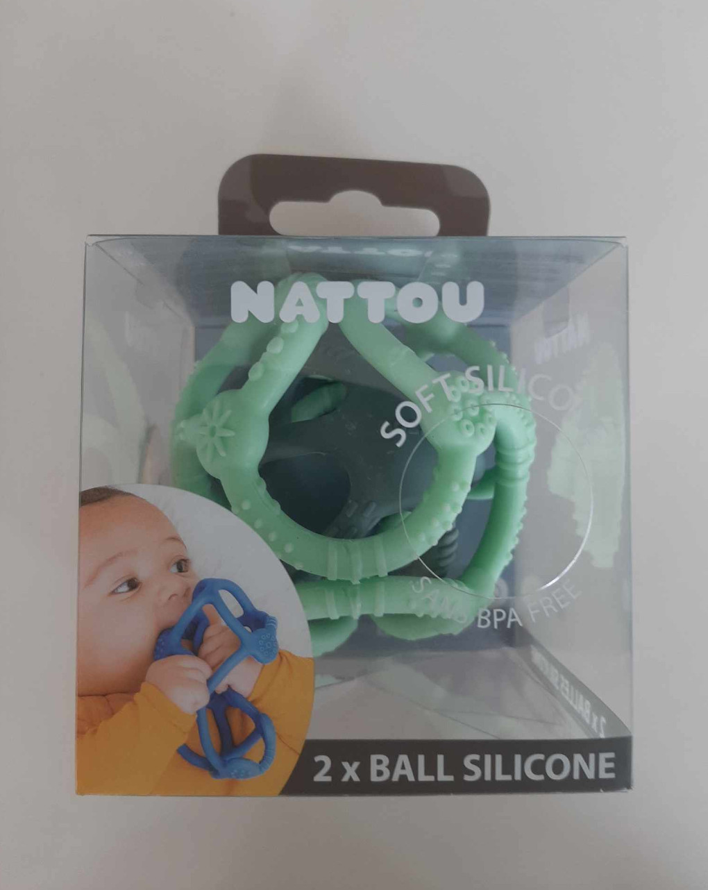 Lote de 2 bolas de silicona verde - nattou - Nattou
