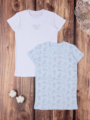 Camiseta infantil algodón orgánico blanco/azul - Prénatal