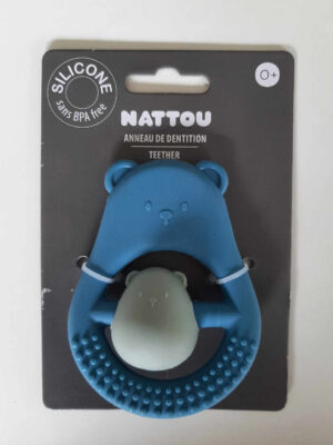 Sonajero de silicona azul claro y verde para la dentición - nattou - Nattou