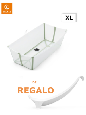Bañera flexi bath x-large trasparent green + soporte gratuito - stokke® - Stokke