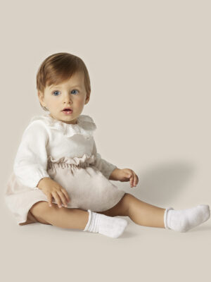 Vestido de bebé en terciopelo crema - Prénatal