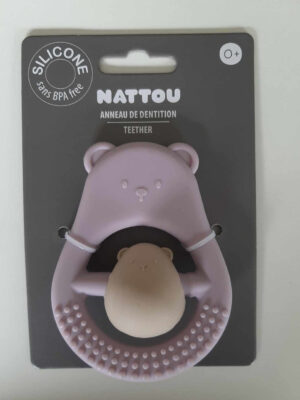 Sonajero de silicona rosa y arena para la dentición - nattou - Nattou