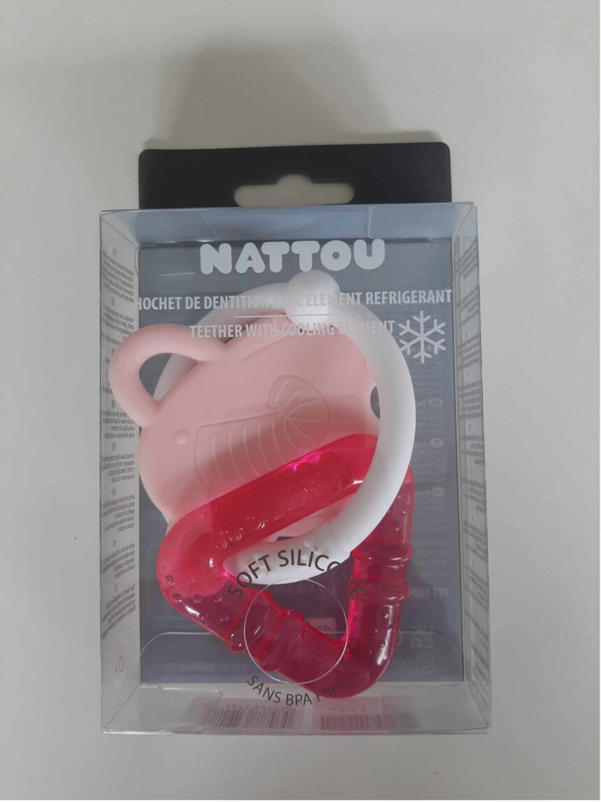 Sonajero de silicona rosa con gel refrigerante 10 cm - nattou - Nattou