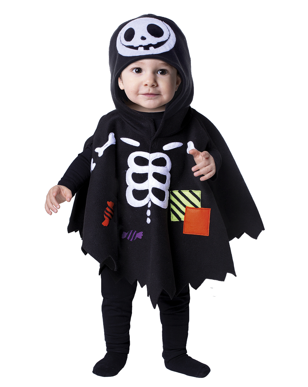 Capa estilo poncho para disfraz de esqueleto baby 18-36 meses - carnaval queen - Carnaval Queen