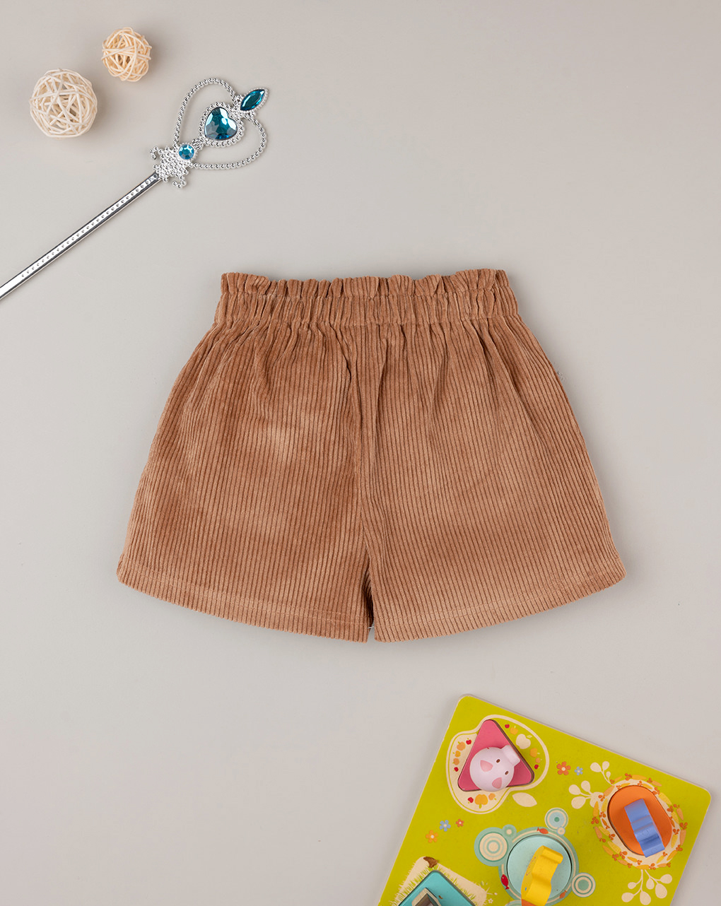 Pantalón corto de niña en terciopelo marrón - Prénatal