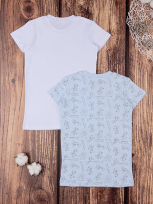 Camiseta infantil algodón orgánico blanco/azul - Prénatal