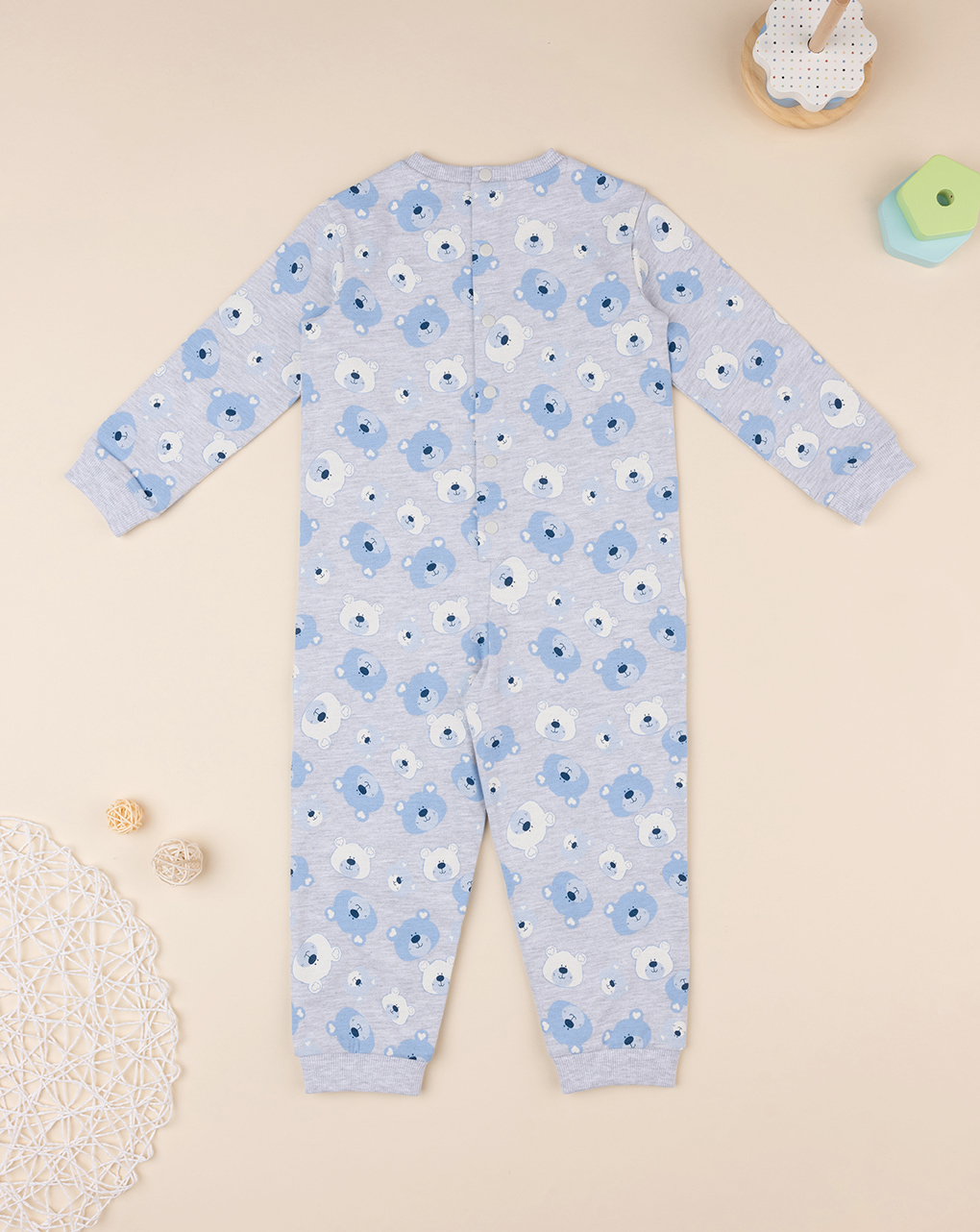 Pijama de niño algodón orgánico gris - Prénatal