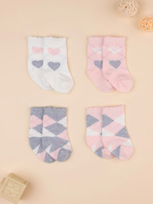 Lote 4 calcetines niña rosa/gris - Prénatal