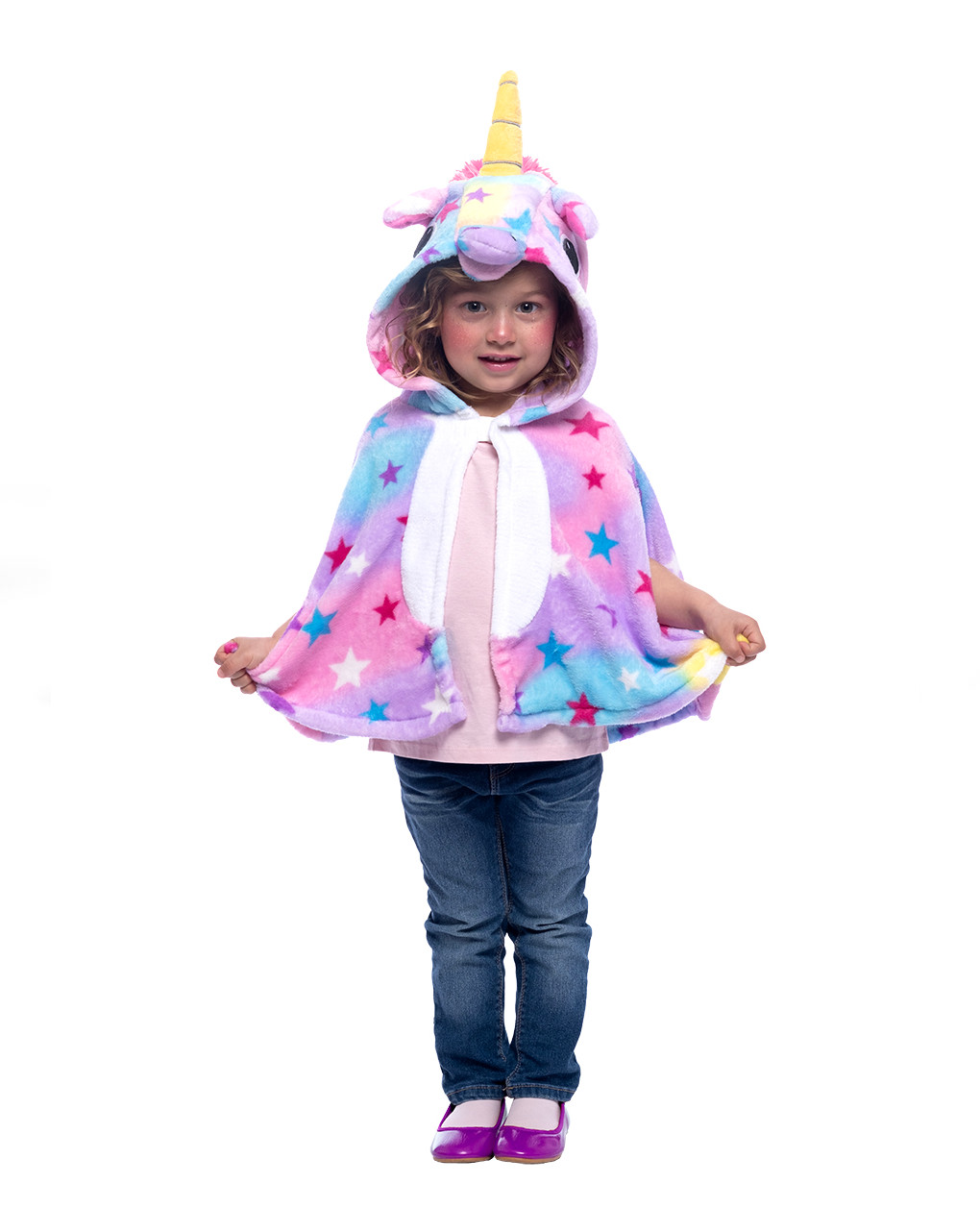 Capa de unicornio de felpa con capucha y ojos bordados 2/3 años - rubie's - Rubie's