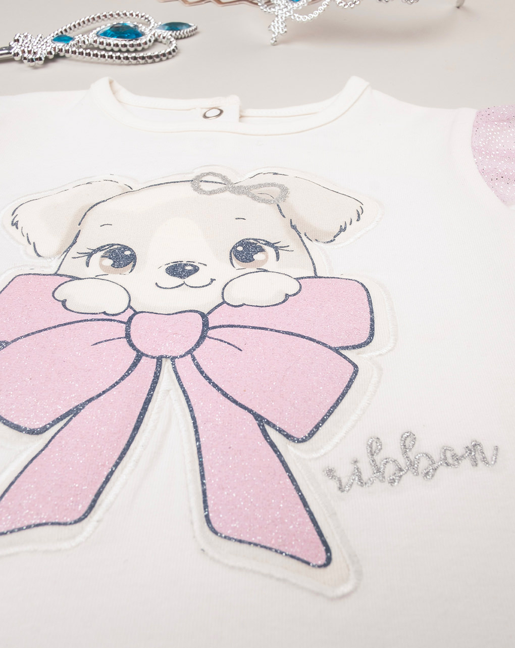 Camiseta de manga larga crema/rosa - Prénatal