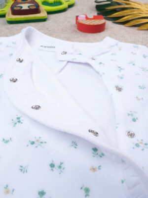Pijama de chenilla blanca con estampado de flores - Prénatal