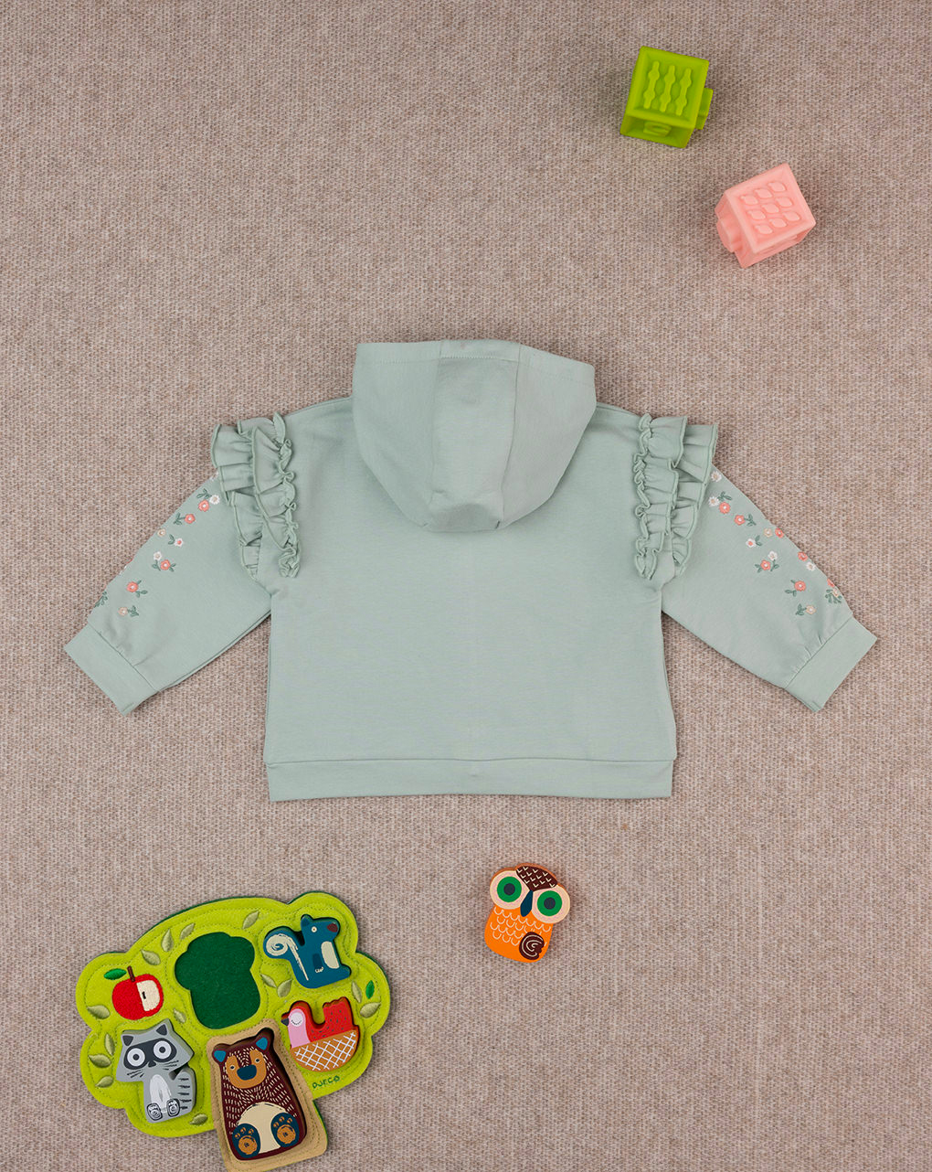 Sudadera verde con capucha para niña - Prénatal
