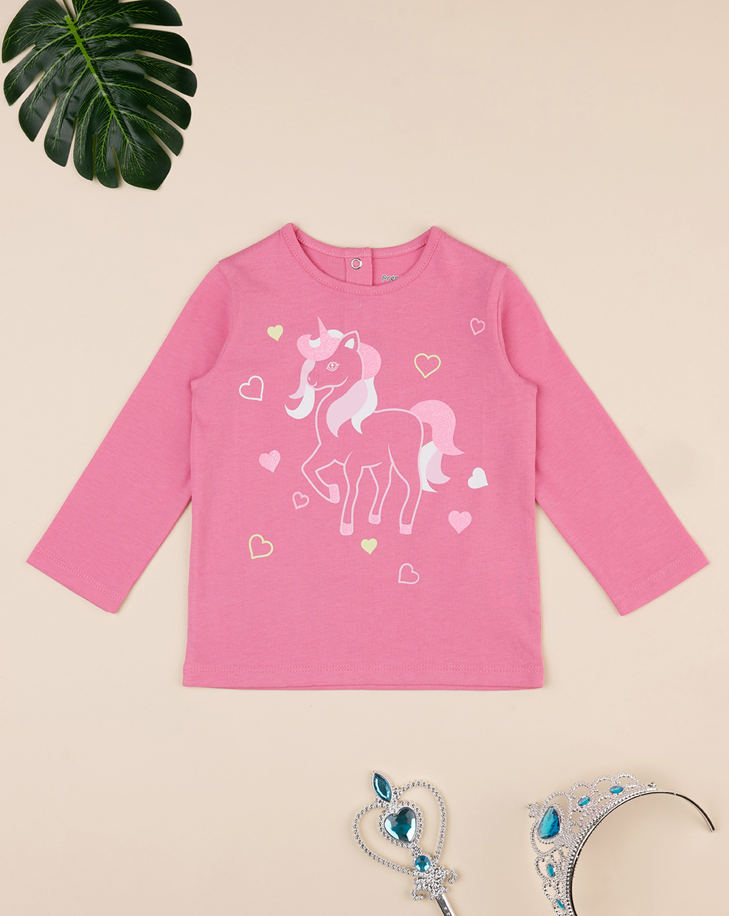 Camiseta de bebé niña fucsia con estampado de unicornios - Prénatal
