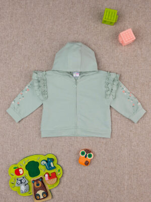 Sudadera verde con capucha para niña - Prénatal