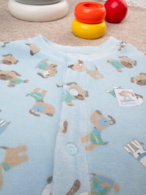 Pijama para bebé de chenilla azul de una sola pieza - Prénatal