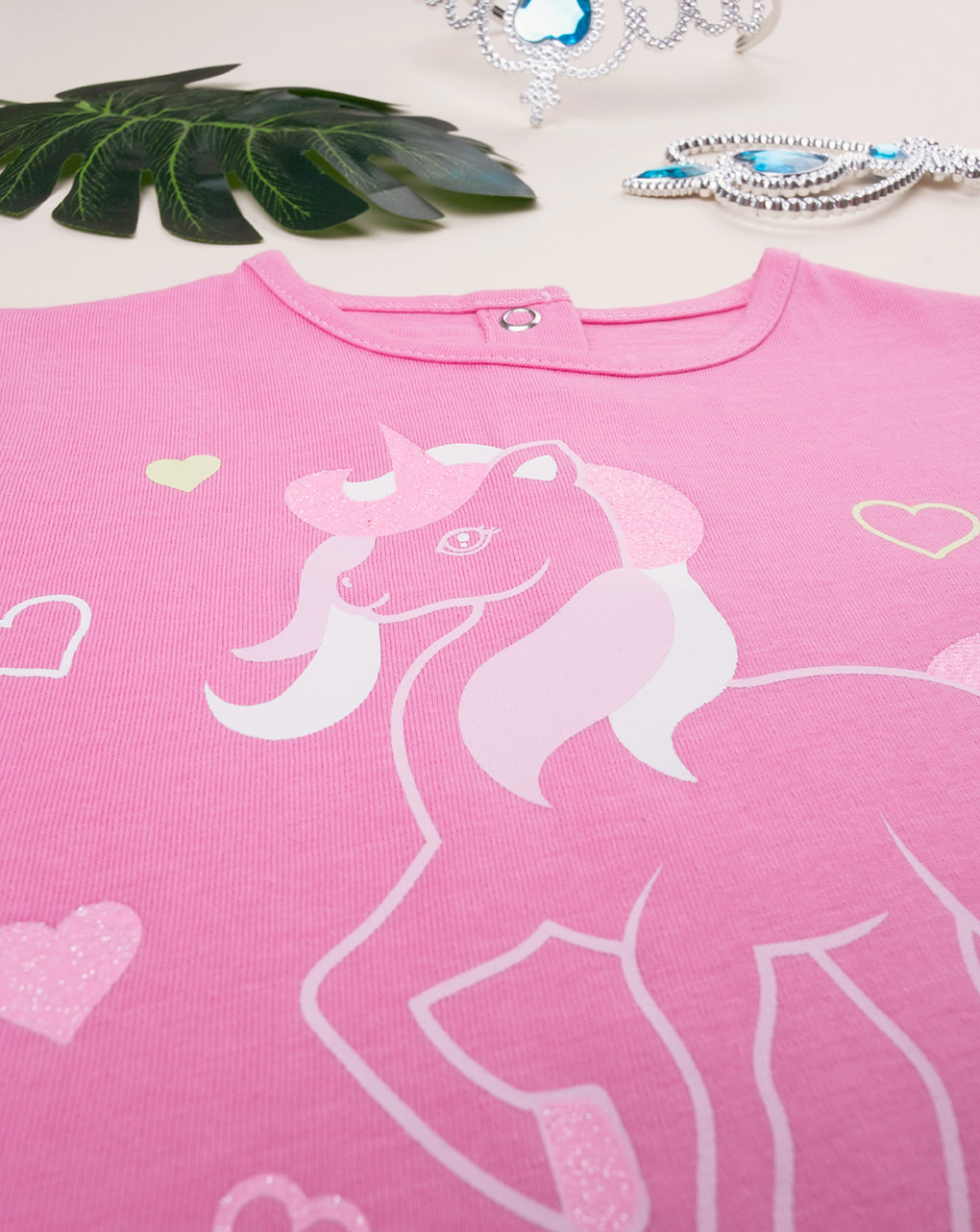 Camiseta de bebé niña fucsia con estampado de unicornios - Prénatal