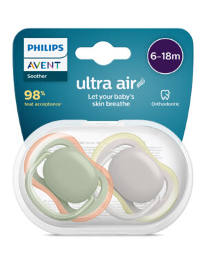 2 chupetes ultra air 6-18 meses verde/gris - philips avent - Philips Avent