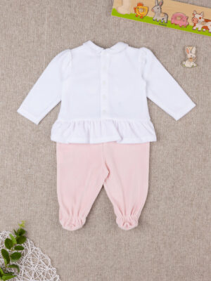 Pelele de chenilla rosa/blanco para bebé niña - Prénatal