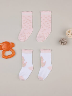 Lote 2 calcetines niña blanco/rosa - Prénatal