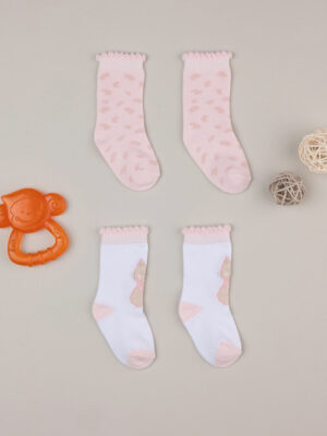 Lote 2 calcetines niña blanco/rosa - Prénatal