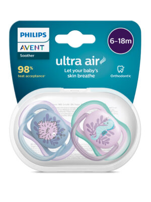 2 chupetes ultra air 6-18 meses color azul/rosa - philips avent - Philips Avent