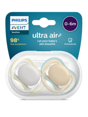 2 chupetes ultra air 0-6 meses gris/marrón - philips avent - Philips Avent
