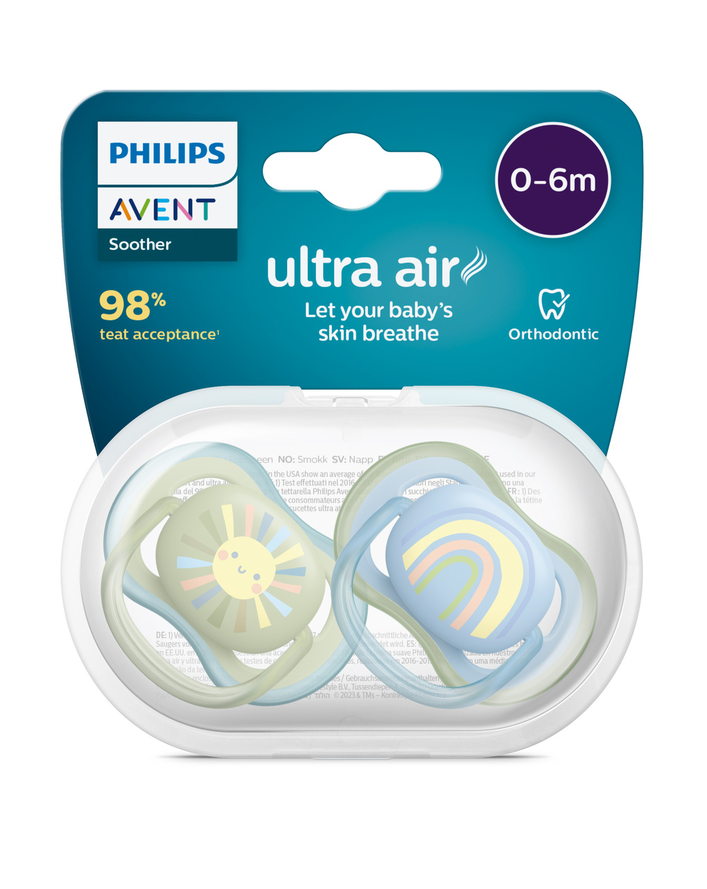 2 chupetes ultra air 0-6 meses azul/verde - philips avent - Philips Avent