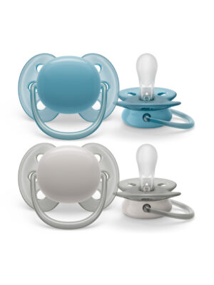 2 chupetes ultra suaves 6-18 meses color azul claro/gris - philips avent - Philips Avent