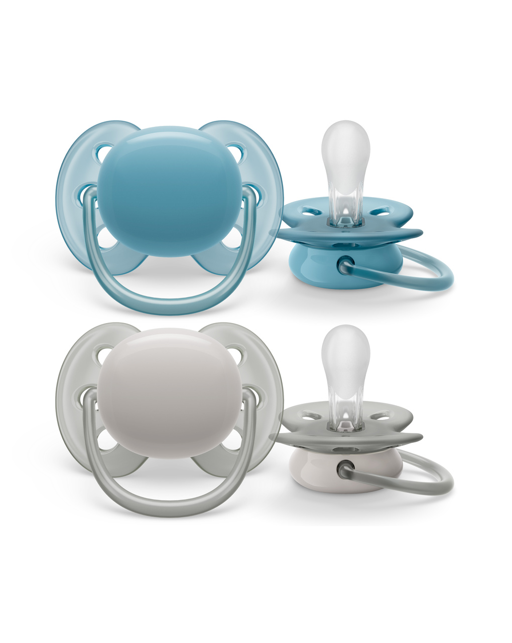 2 chupetes ultra suaves 6-18 meses color azul claro/gris - philips avent - Philips Avent