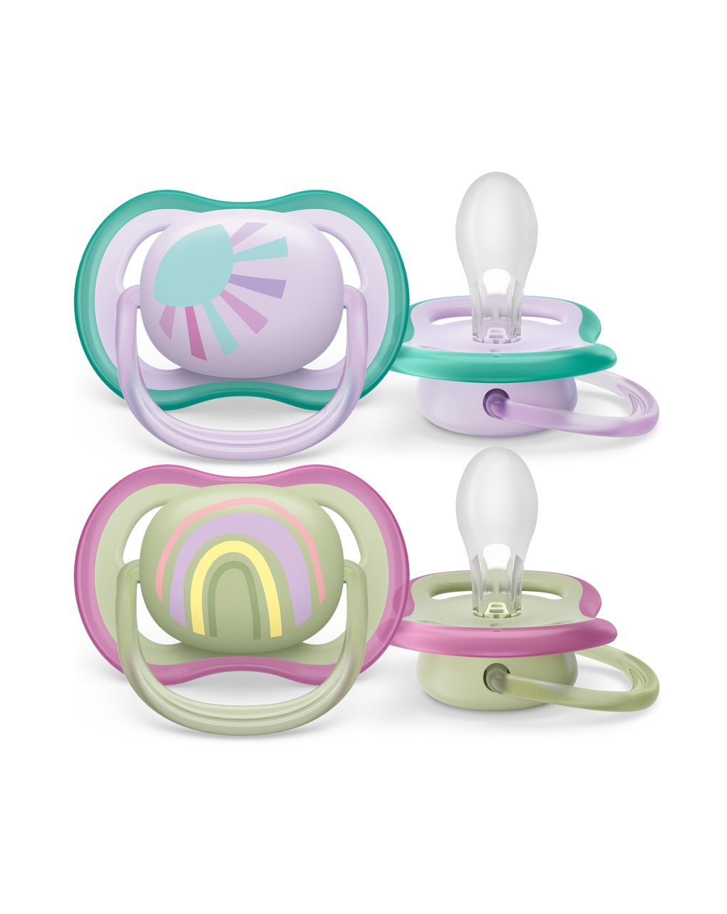 2 chupetes ultra air 0-6 meses verde/rosa - philips avent