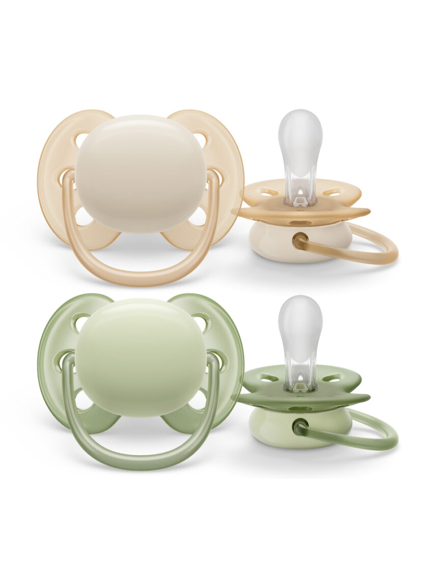 2 chupetes ultra suaves 0-6 meses color naranja/verde - philips avent - Philips Avent