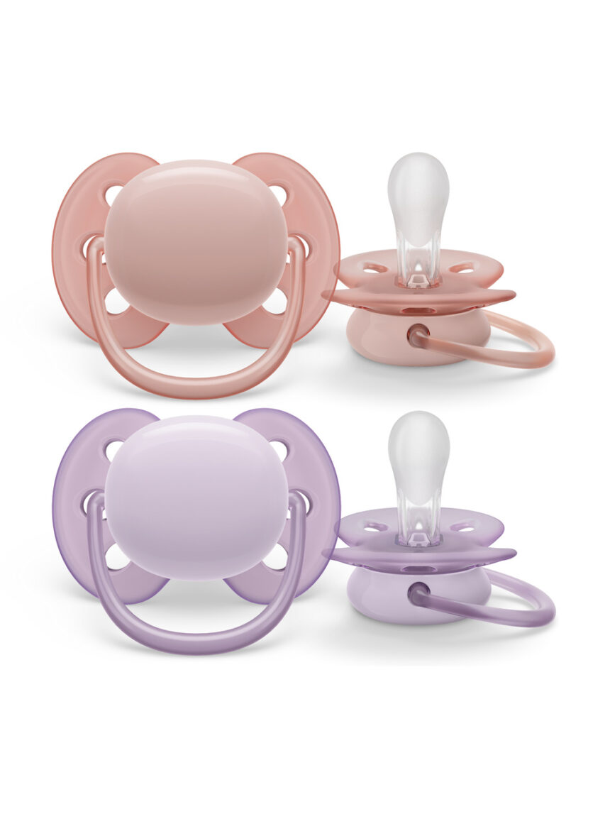 2 chupetes ultra suaves 0-6 meses color morado/rosa - philips avent - Philips Avent