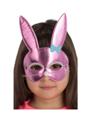 Máscara de conejita rosa en tejido metalizado - carnival toys - Carnival Toys