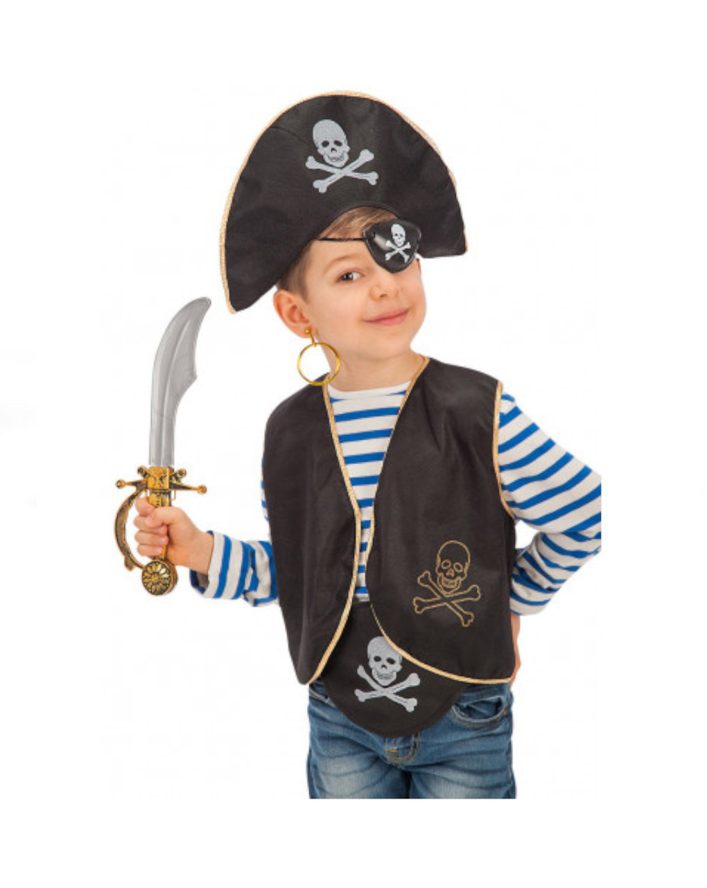 Conjunto pirata para bebé  (sombrero + venda + chaleco con espada pendiente y cinturón) - carnival toys - Carnival Toys