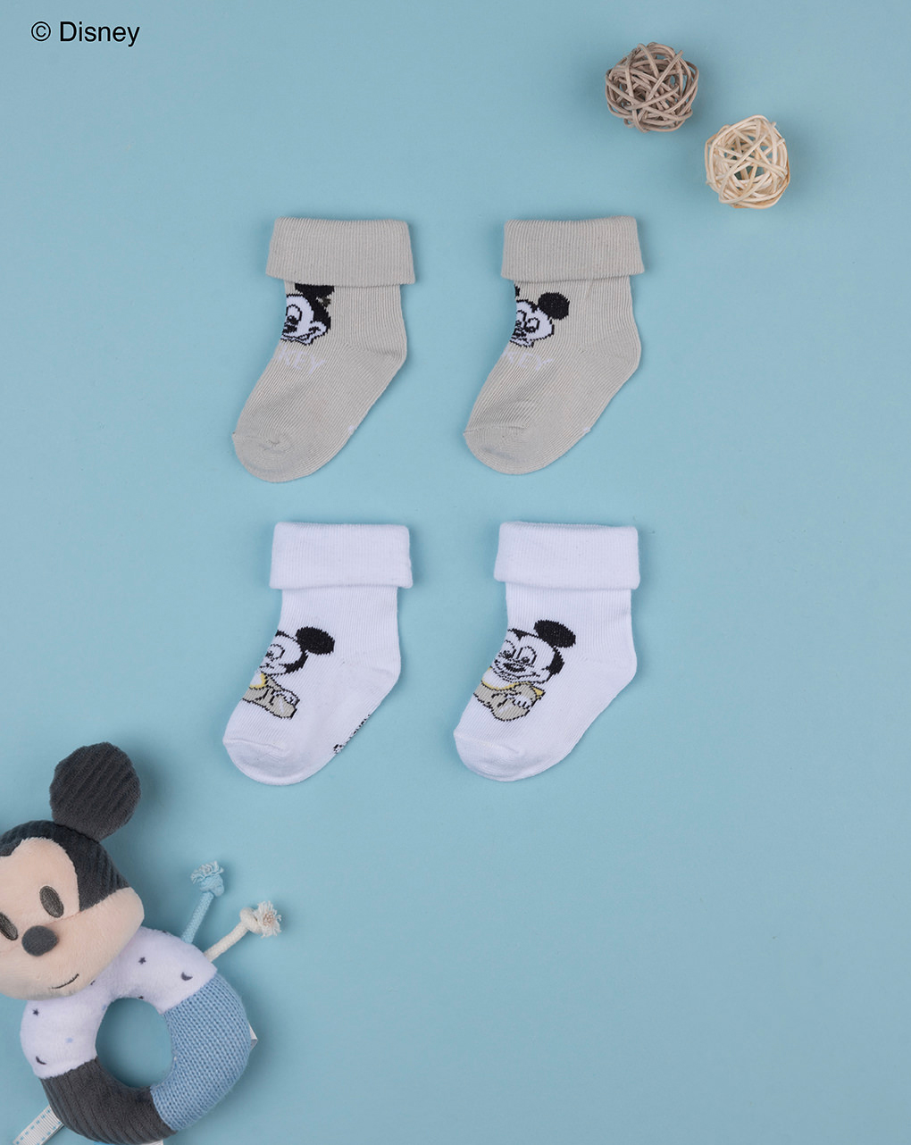 Lote de dos calcetines para recién nacido disney mickey mouse - Prénatal