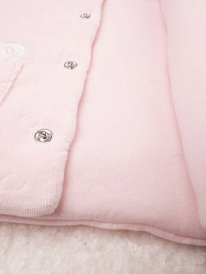Chaqueta de niña en chenilla rosa de algodón orgánico - Prénatal