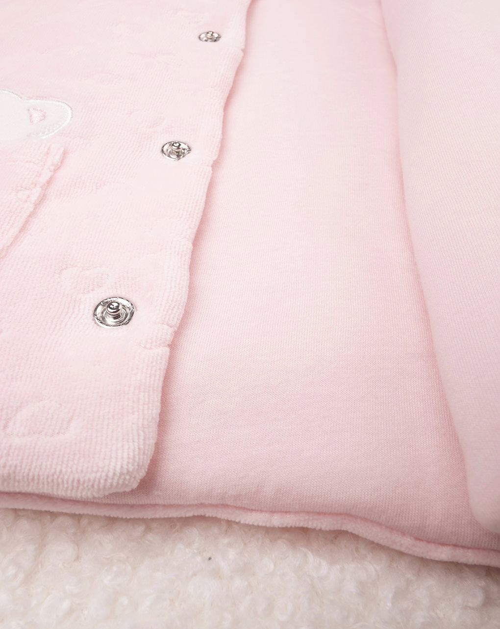 Chaqueta de niña en chenilla rosa de algodón orgánico - Prénatal