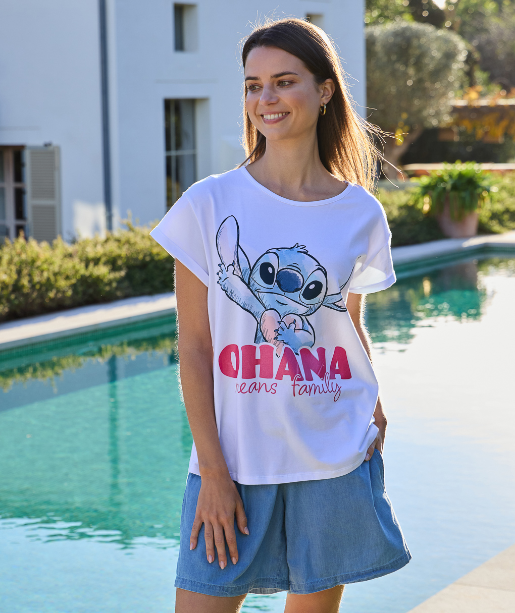 Camiseta blanca de mujer con estampado "ohana - Prénatal