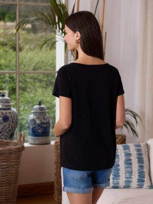 Camiseta de lactancia negra con estampado "minnie - Prénatal