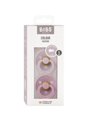 Set de 2 chupetes de colores tetina redonda de caucho natural 6/18 meses - color lila/rosa - bibs - BIBS