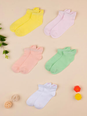 Lote de 5 calcetines cortos de niña con bordado de margaritas - Prénatal